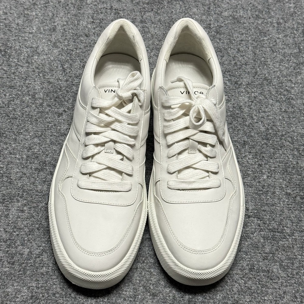 VINCE Sneakers Mens 12 46 All White Warren Retro Lace Up Casual Shoes NEW - Picture 7 of 11